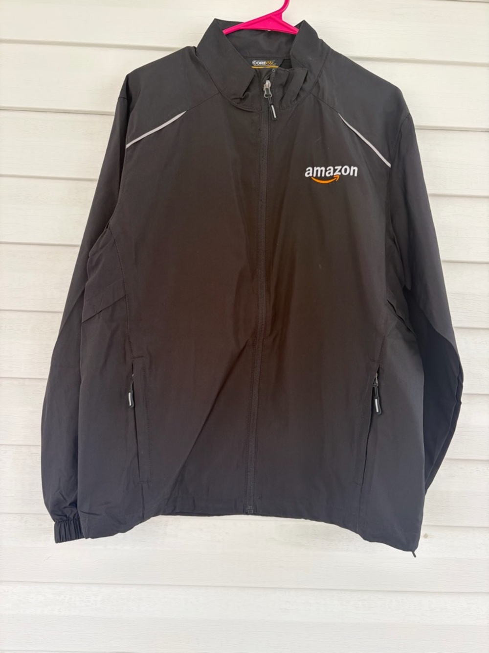 Amazon Mens Black Lightweight Zip Jacket Corporate Tech Workwear Windbreaker